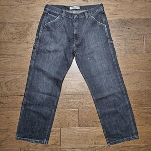 VTG Levi's Carpenter Jeans Men 38x32 Loose Straight Black Denim Pants Y2K Baggy